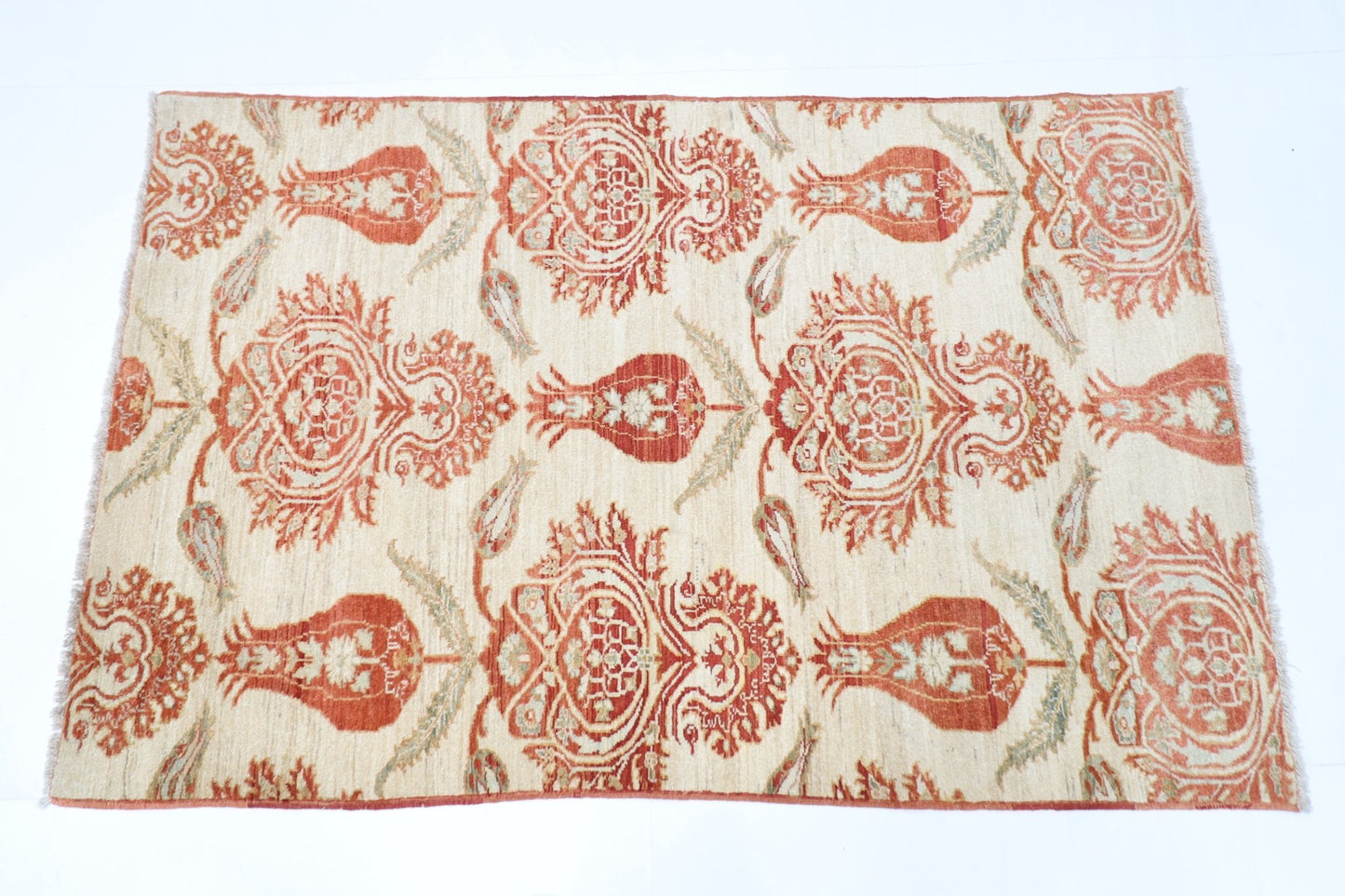 100 x 150 cm | Oriental Suzani beige Area Rug Afghan Hand Knotted Veg Dye Wool carpet - ART WOOL CARPET