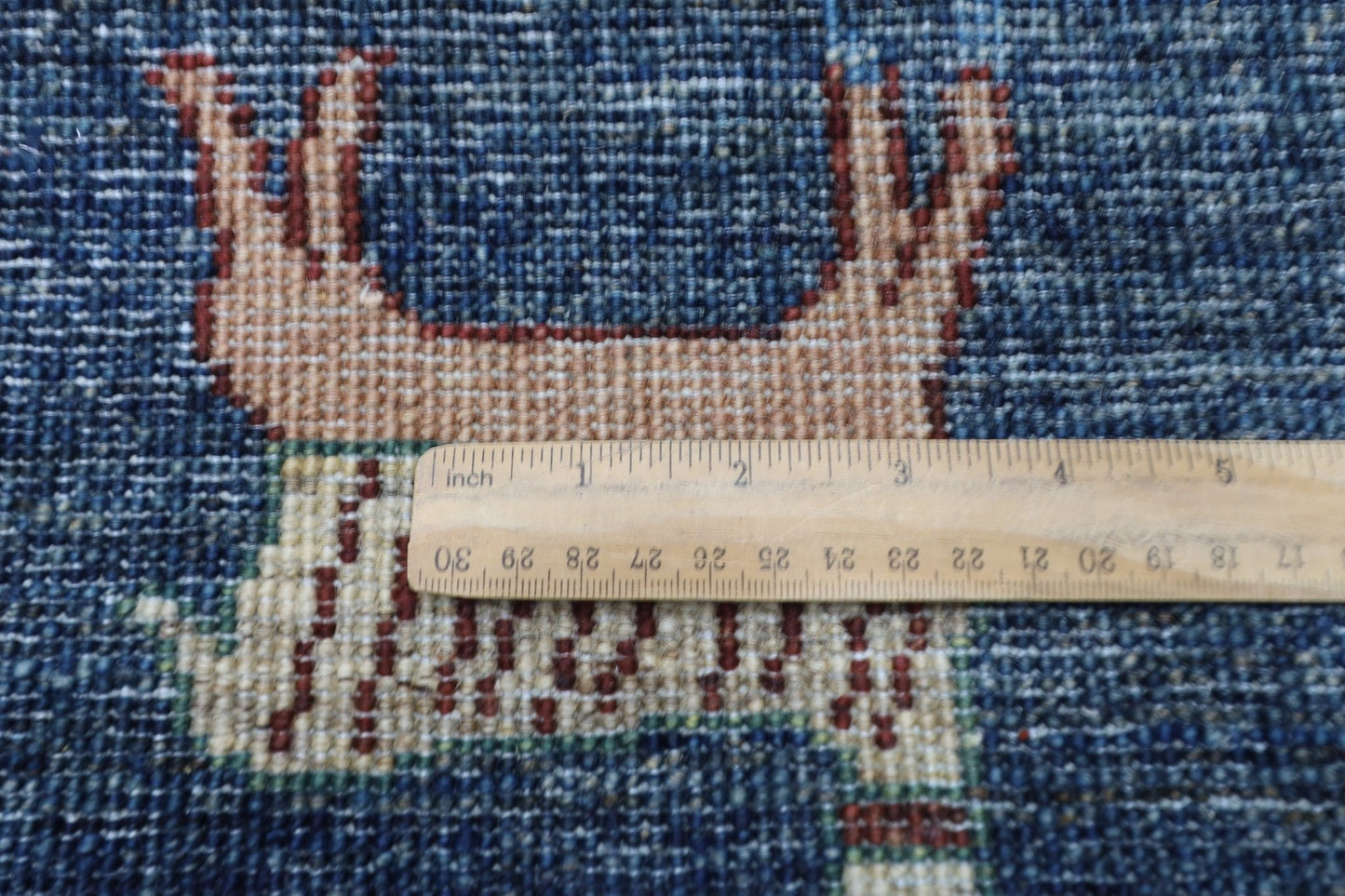 100 x 155 cm | Lion Blue Oriental Area Rug Afghan Hand Knotted Veg Dye Wool carpet - ART WOOL CARPET