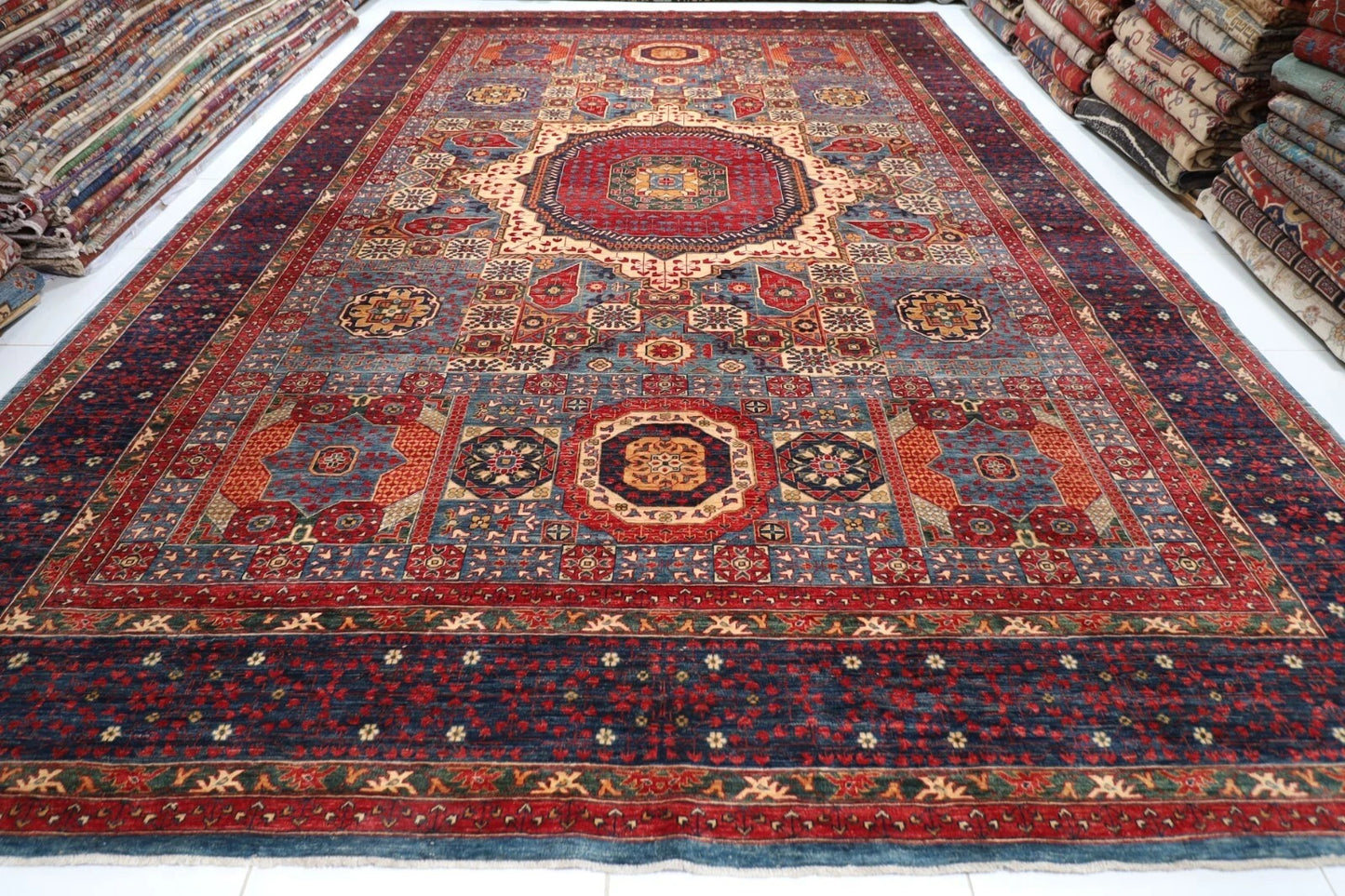 374 x 543 cm | Mamluk Afghan Tribal Hand Knotted Carpet