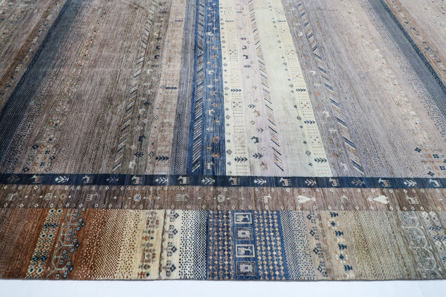 312 x 426 cm | Traditional Gabbeh Area Rug Afghan Hand Knotted veg Dye Wool carpet - ART WOOL CARPET