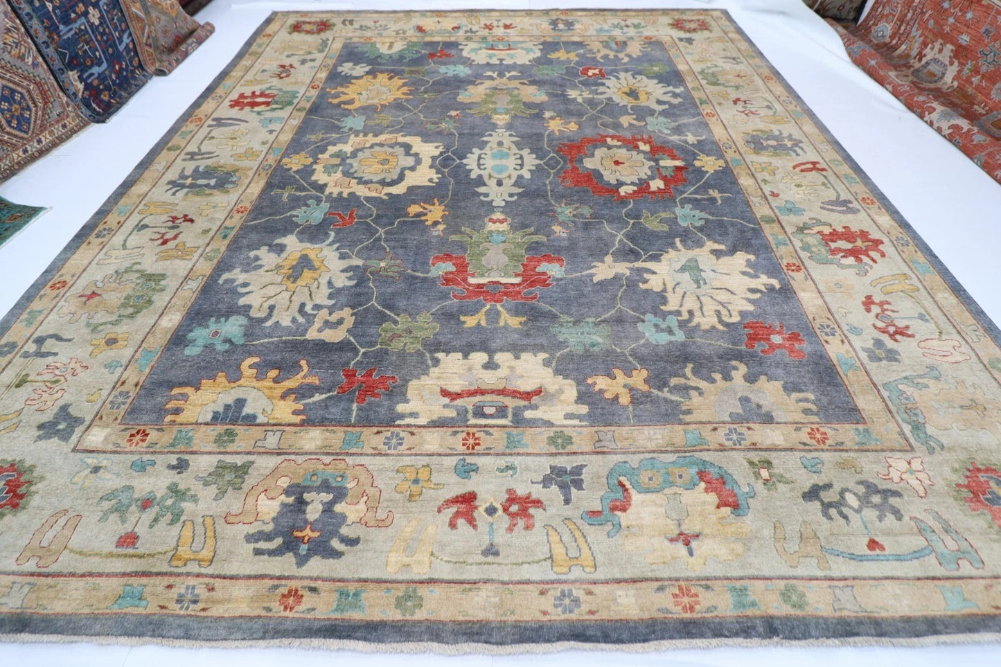 361 x 442 cm | Oushak Afghan Tribal Hand Knotted Carpet