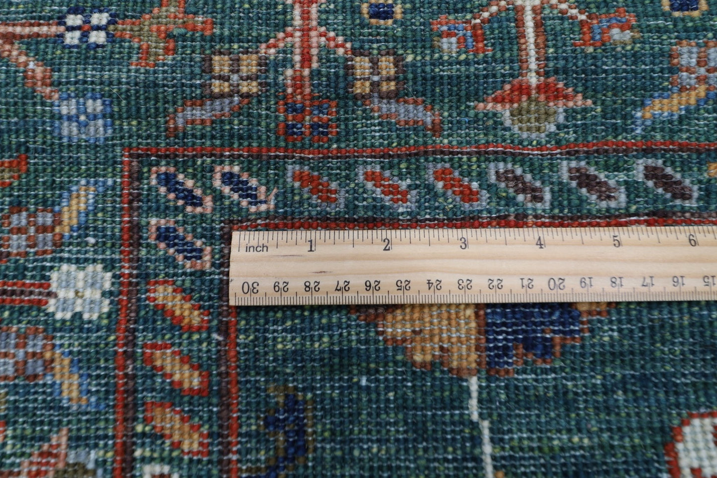 83 x 295 cm | Tribal Green Runner Rug Afghan Hand Knotted veg Dye Wool carpet - ART WOOL CARPET