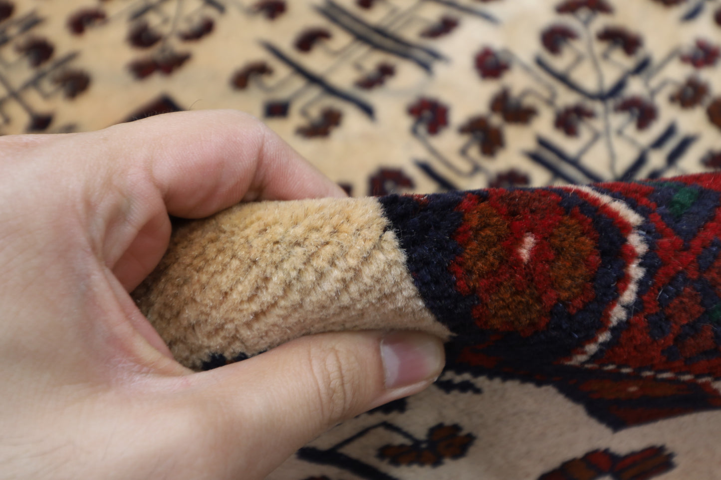 203 x 303 cm | Beige Khal Mohammadi Afghan Tribal Hand Knotted Wool Carpet