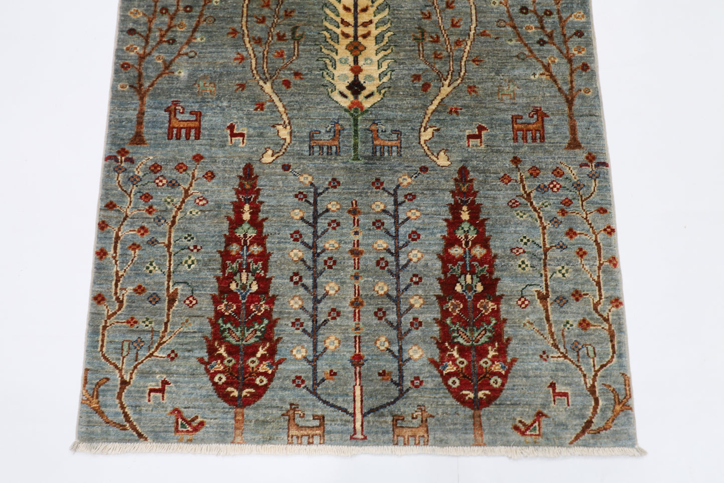 90 x 150 cm | Trees Afghan Tribal Hand Knotted Carpet