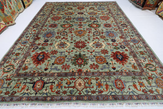 295 x 392 cm | Green Bidjar Handmade Afghan Area Rug Hand Knotted Carpet Living Room Rug