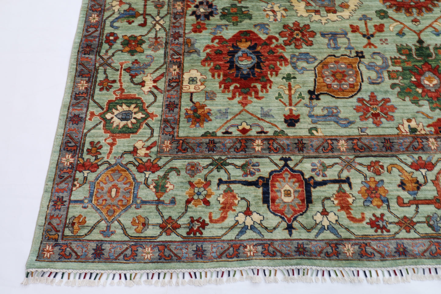 295 x 392 cm | Green Bidjar Handmade Afghan Area Rug Hand Knotted Carpet Living Room Rug