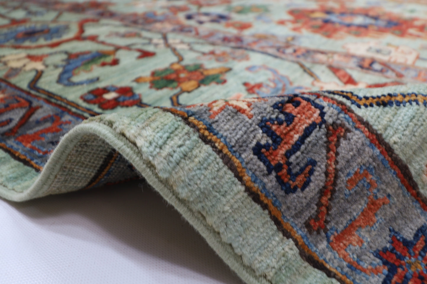 295 x 392 cm | Green Bidjar Handmade Afghan Area Rug Hand Knotted Carpet Living Room Rug