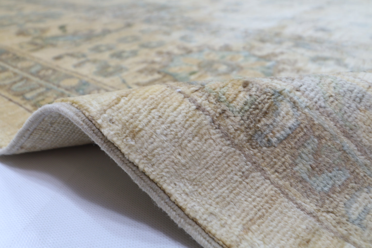 310 x 418 cm | Beige Floral Handmade Afghan Area Rug Hand Knotted Carpet Living Room Rug