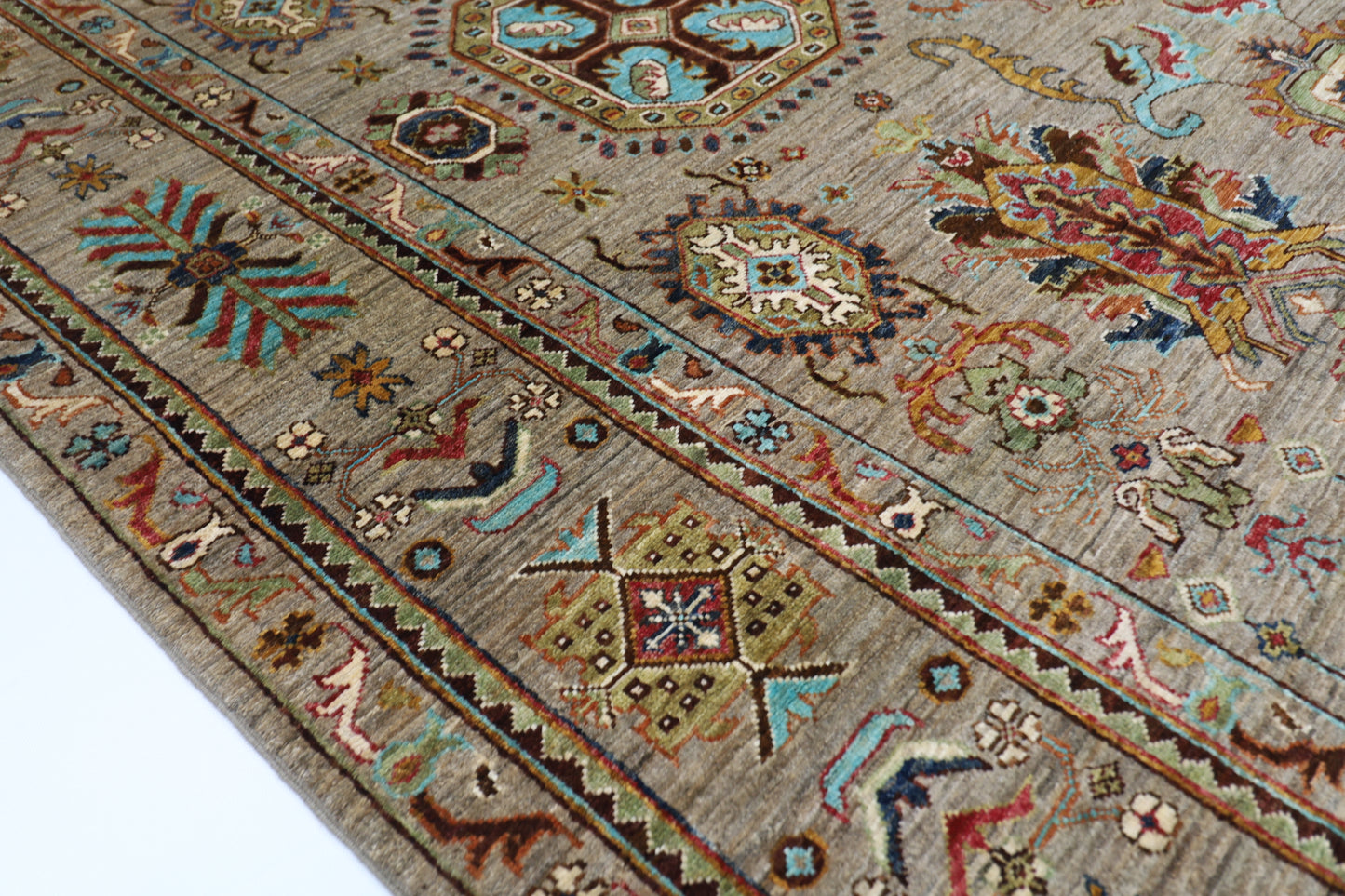 208 x 307 cm | Gray Waziri Handmade Afghan Area Rug Hand Knotted Carpet Living Room Rug