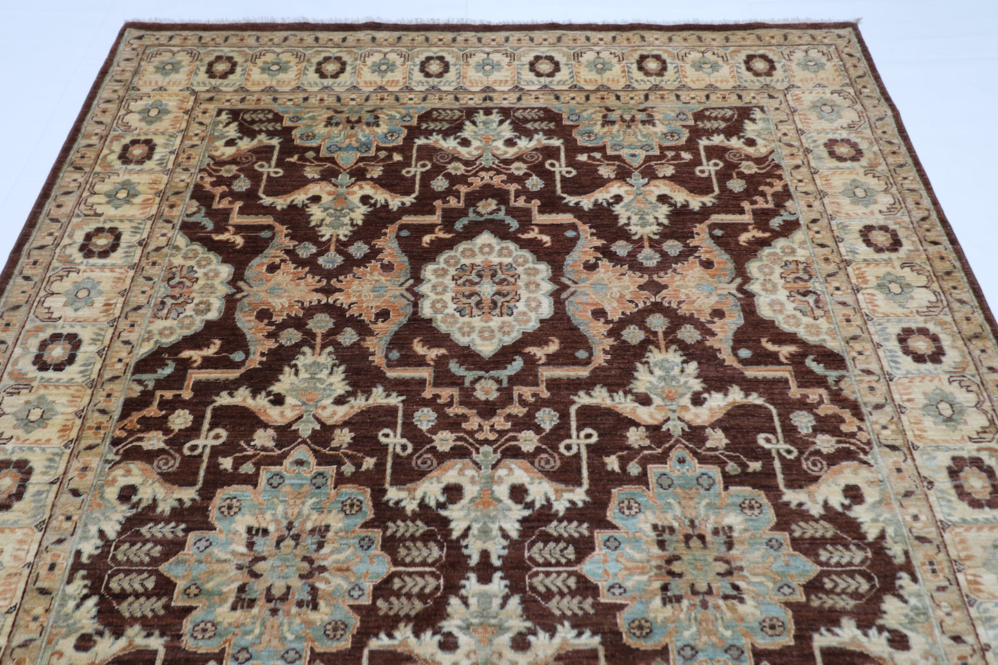 200 x 297 cm | Brown Bidjar Handmade Afghan Area Rug Hand Knotted Carpet Living Room Rug