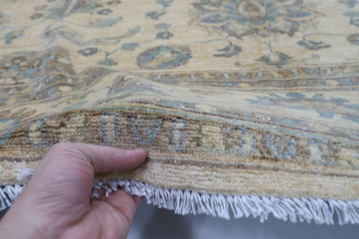 268 x 356 cm | Oriental Floral beige Area Rug Afghan Hand Knotted veg Dye Wool Carpet