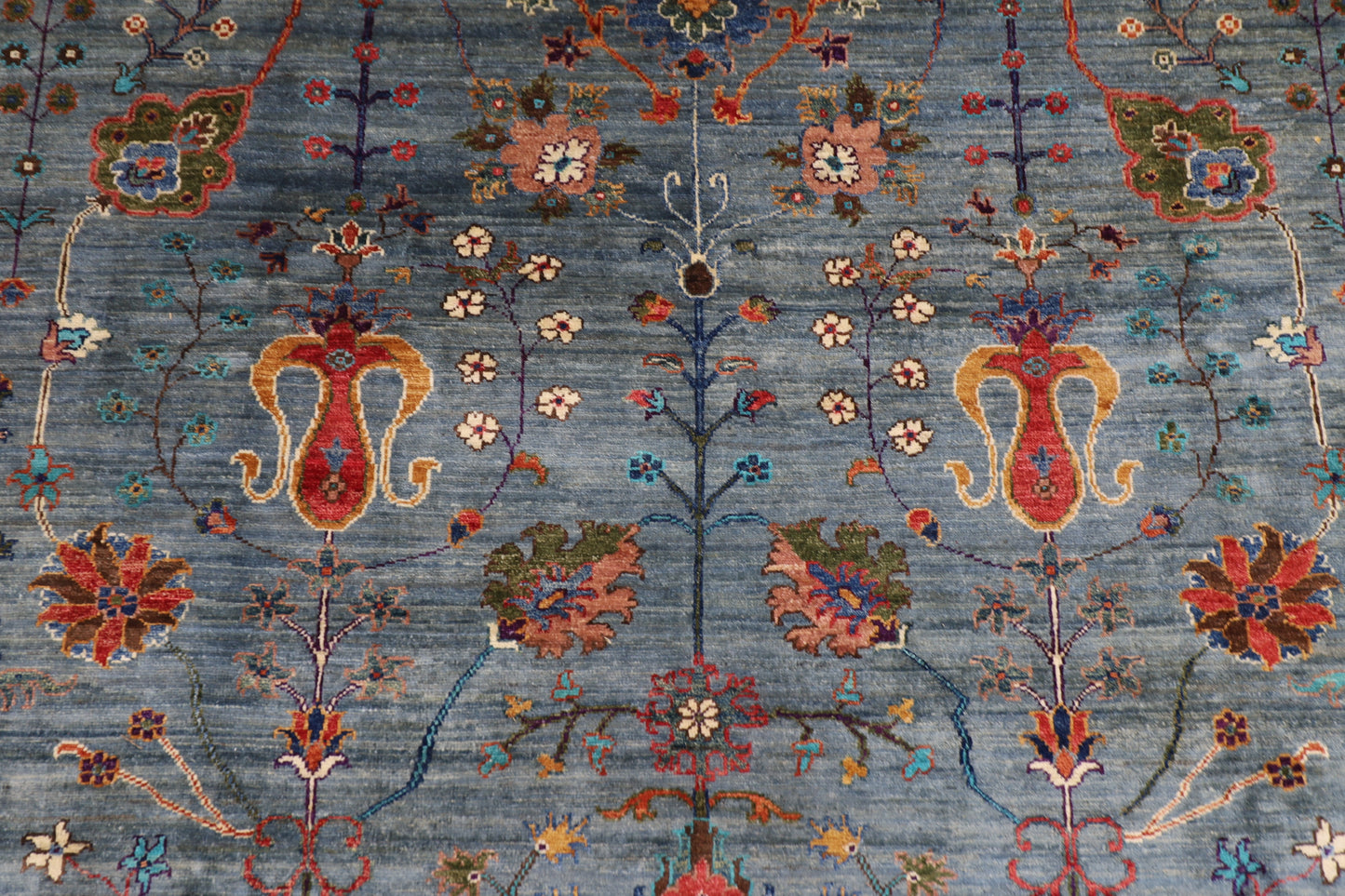 267 x 360 cm | Sultani Blueish Gray Handmade Afghan Area Rug Hand Knotted Carpet Living Room Rug