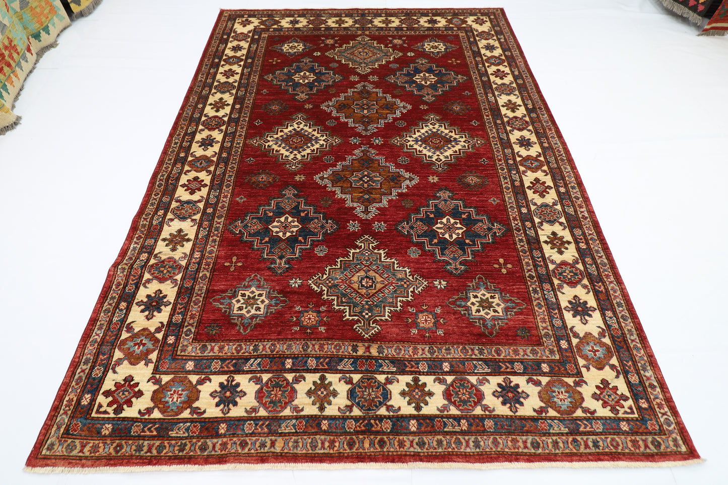 200 x 284 cm | Kazak Red Handmade Afghan Area Rug Hand Knotted Carpet Living Room Rug