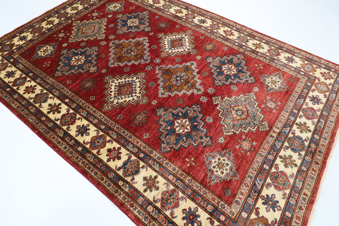 200 x 284 cm | Kazak Red Handmade Afghan Area Rug Hand Knotted Carpet Living Room Rug