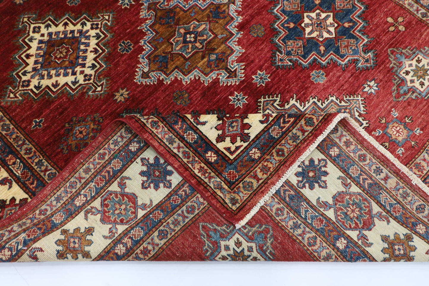 200 x 284 cm | Kazak Red Handmade Afghan Area Rug Hand Knotted Carpet Living Room Rug
