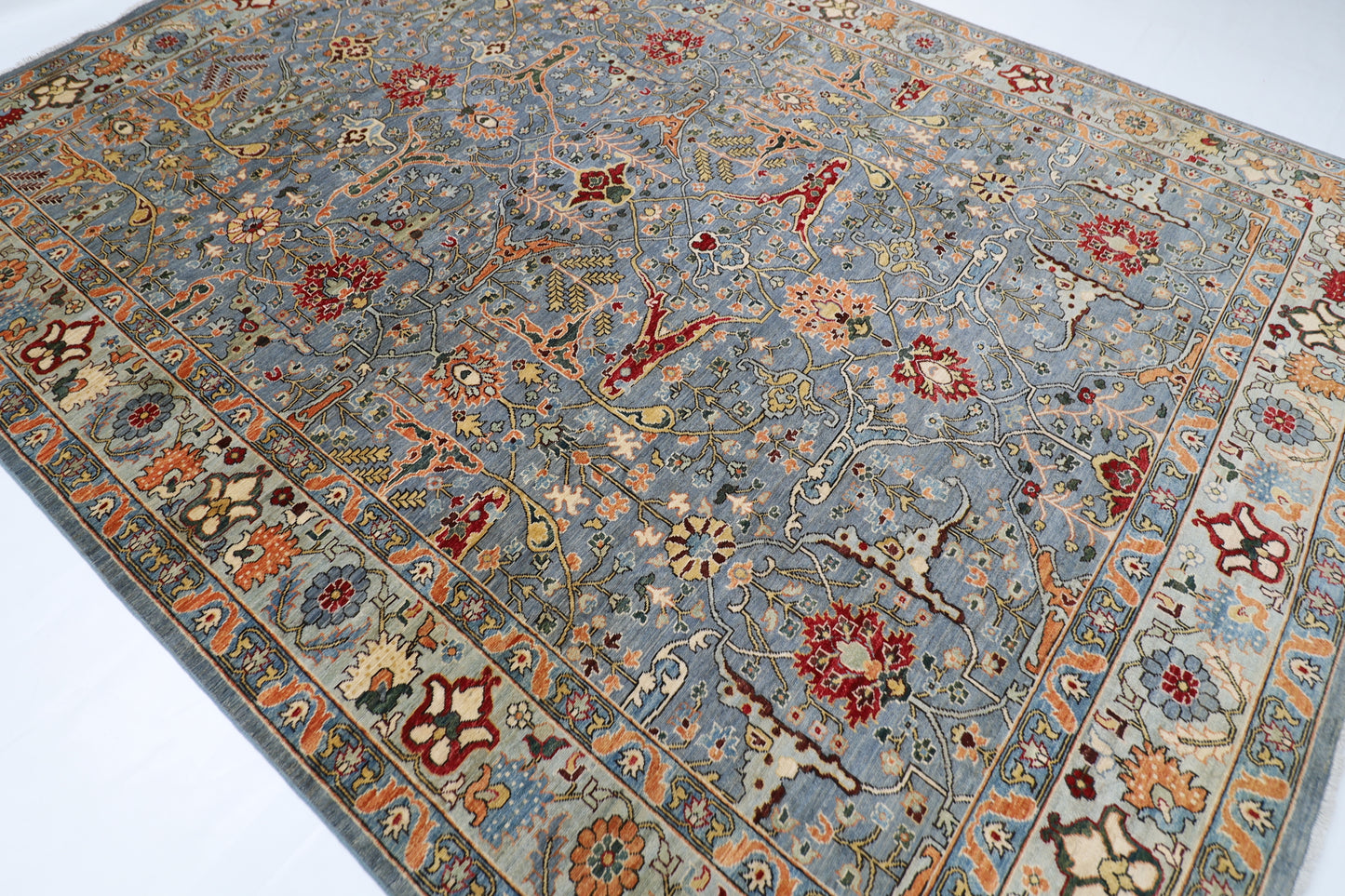 274 x 360 cm | Bidjar Gray Handmade Afghan Area Rug Hand Knotted Carpet Living Room Rug