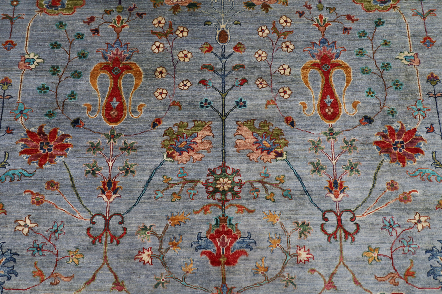 308 x 400 cm | Sultani Blueish Gray Handmade Afghan Area Rug Hand Knotted Carpet Living Room Rug