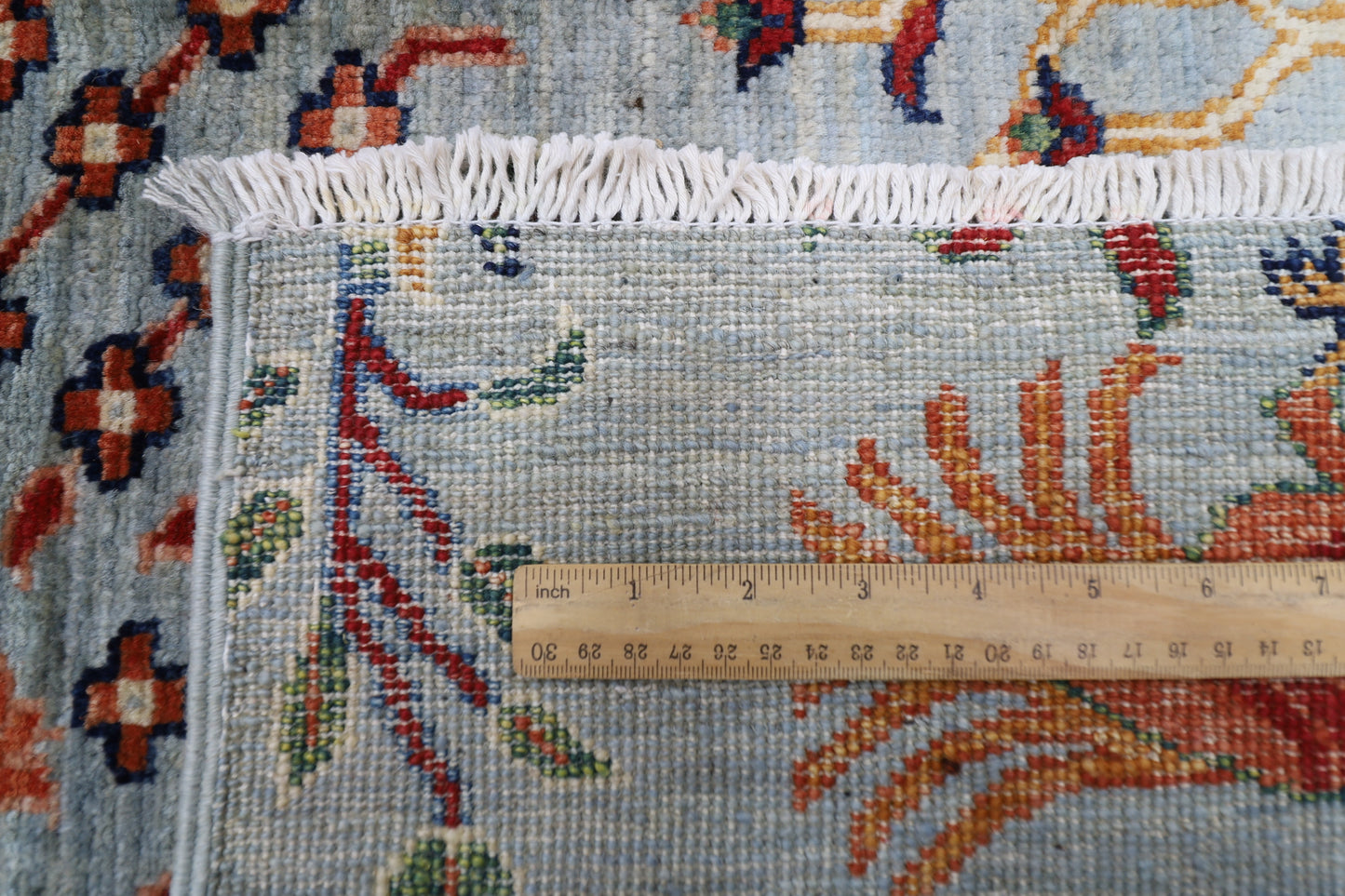271 x 357 cm | Birds Blueish Gray Handmade Afghan Area Rug Hand Knotted Carpet Living Room Rug