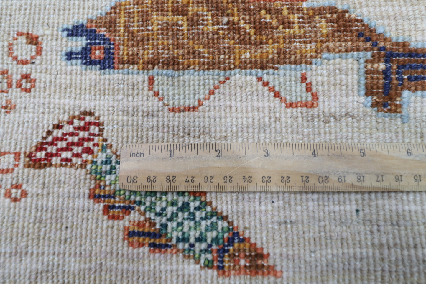186 x 277 cm | Oriental Fish beige Area Rug Afghan Hand Knotted Veg Dye Wool carpet