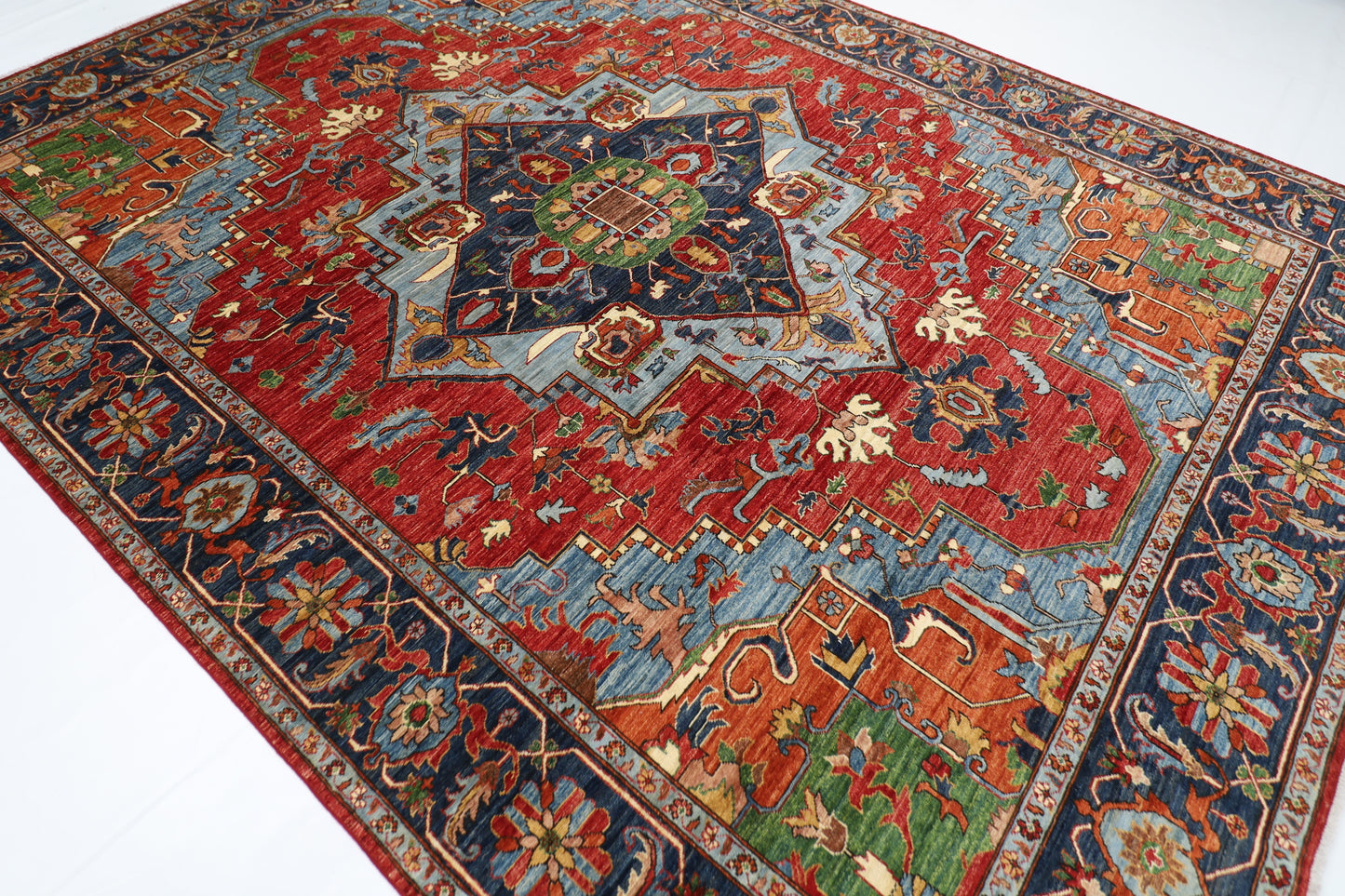 272 x 360 cm | Heriz Red Handmade Afghan Area Rug Hand Knotted Carpet Living Room Rug