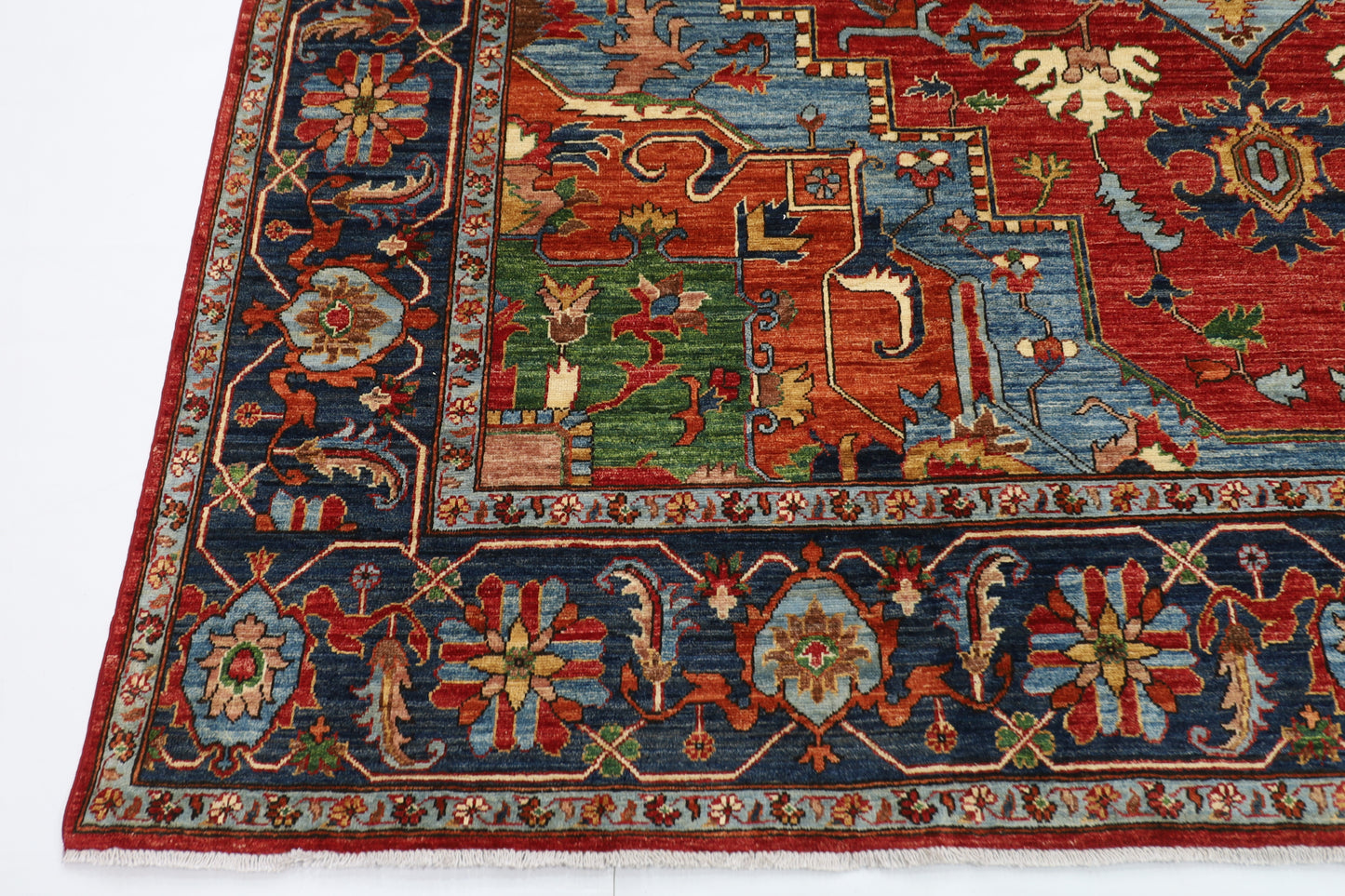 272 x 360 cm | Heriz Red Handmade Afghan Area Rug Hand Knotted Carpet Living Room Rug