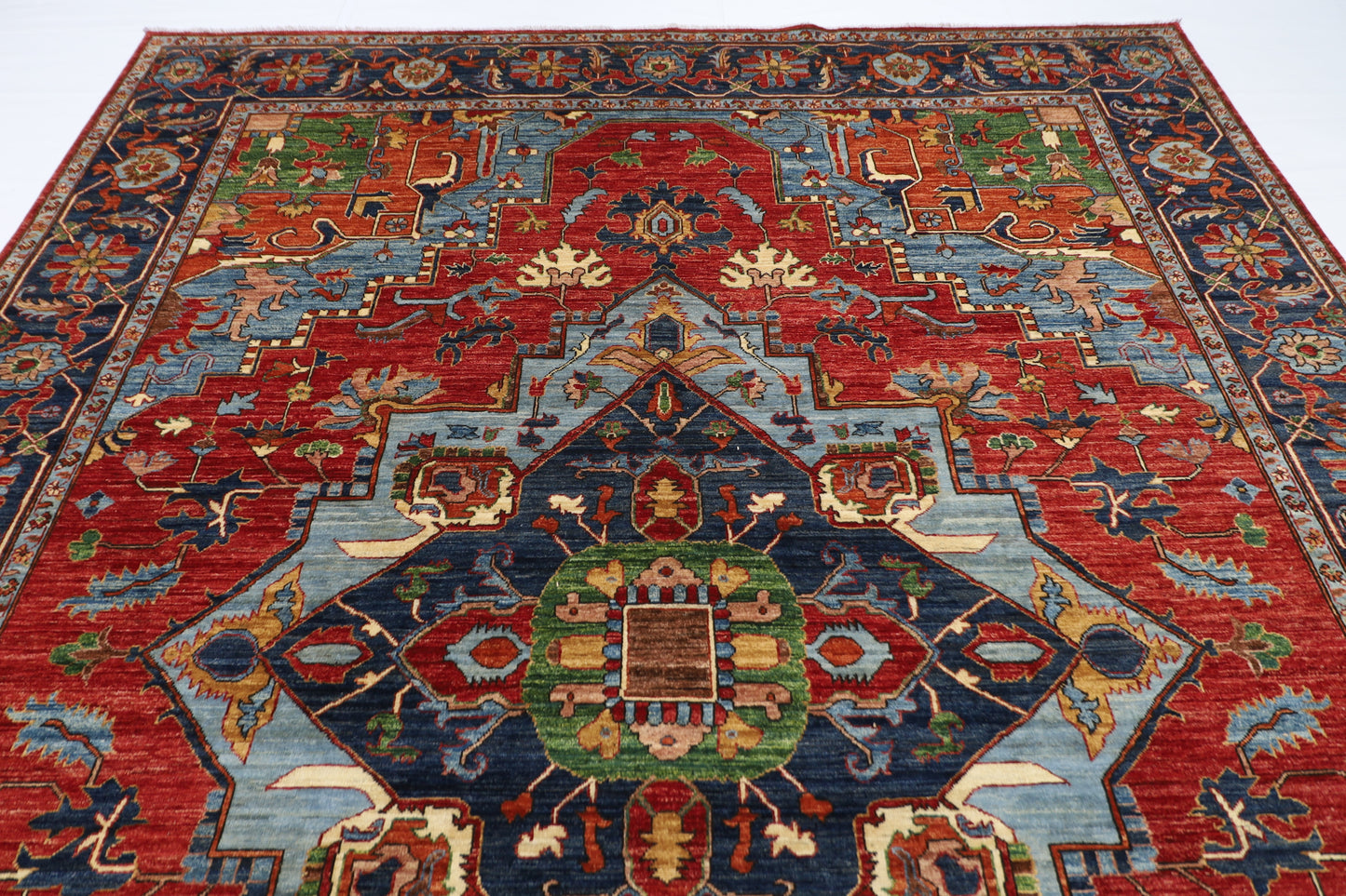 272 x 360 cm | Heriz Red Handmade Afghan Area Rug Hand Knotted Carpet Living Room Rug
