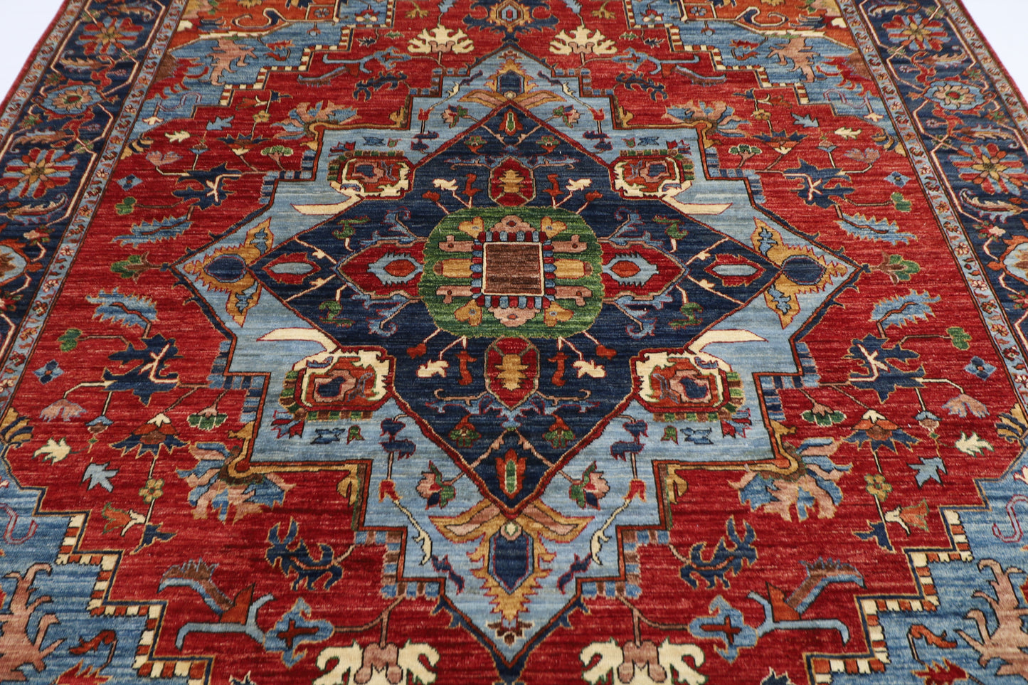 272 x 360 cm | Heriz Red Handmade Afghan Area Rug Hand Knotted Carpet Living Room Rug