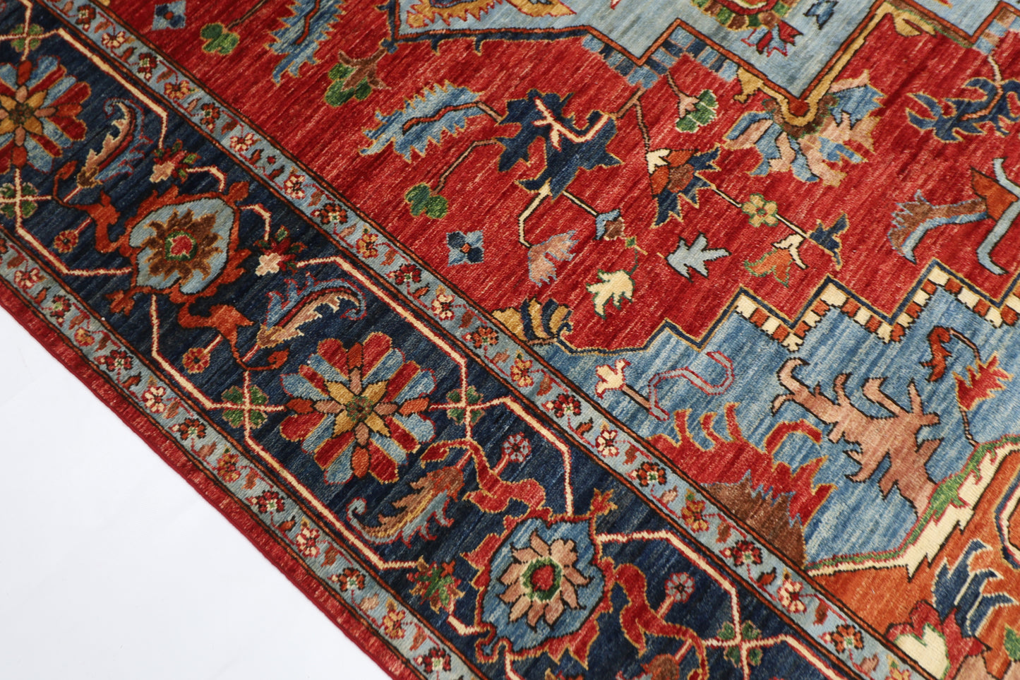 272 x 360 cm | Heriz Red Handmade Afghan Area Rug Hand Knotted Carpet Living Room Rug