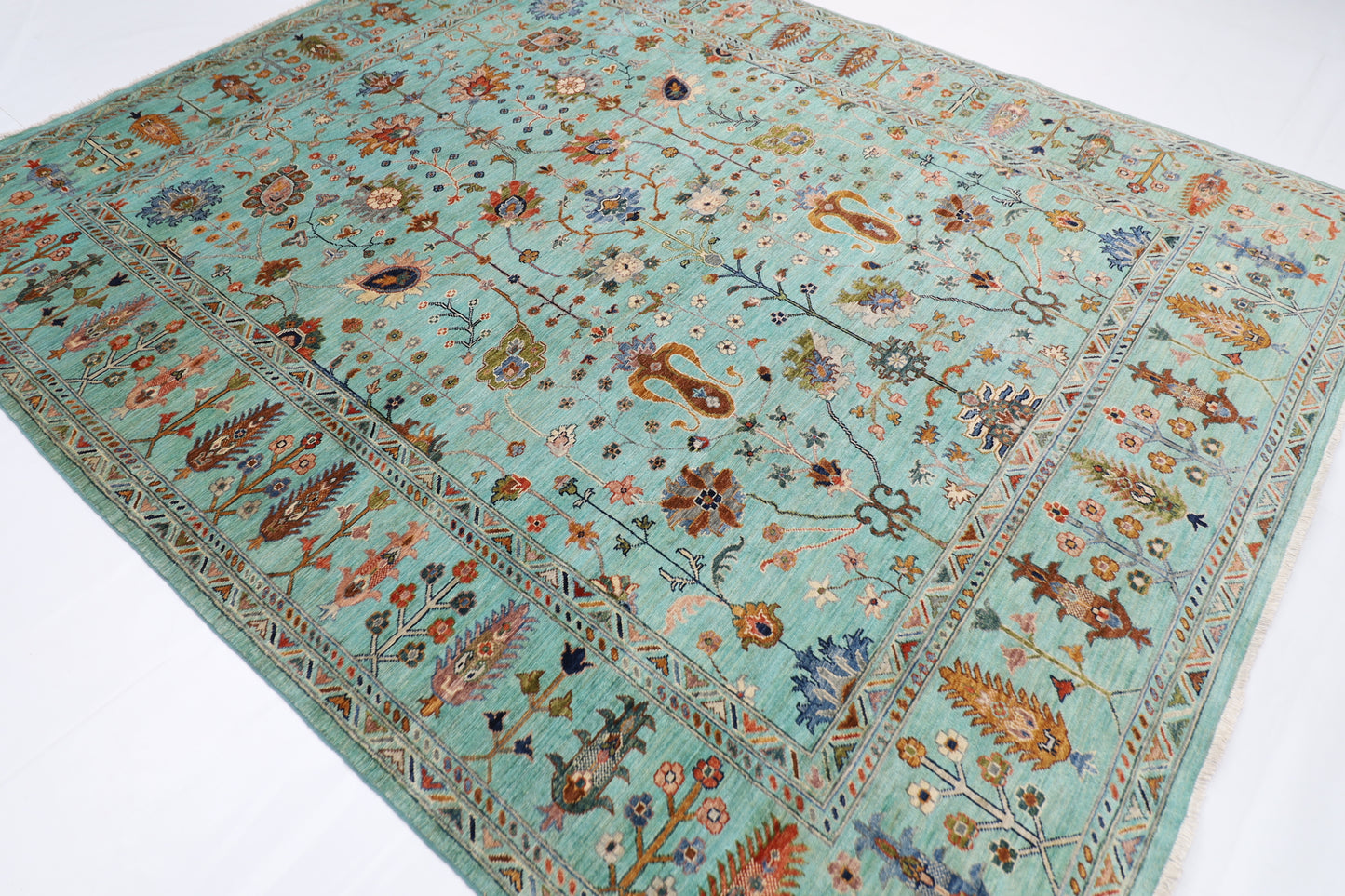 247 x 300 cm | Sultani Turquoise Afghan Handmade Carpet