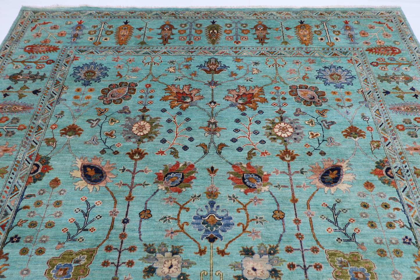 247 x 300 cm | Sultani Turquoise Afghan Handmade Carpet