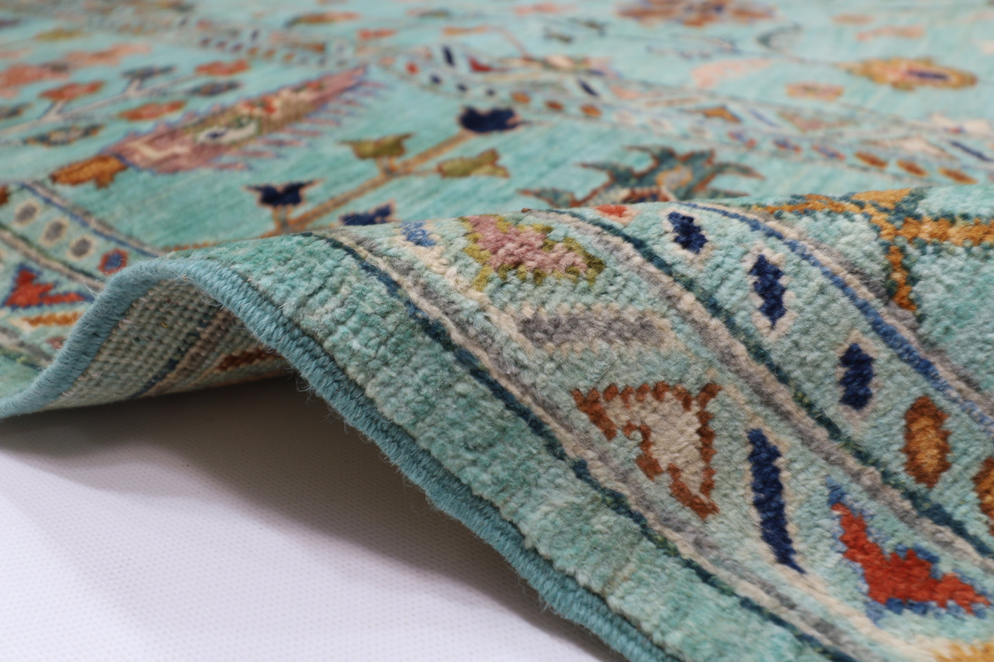 247 x 300 cm | Sultani Turquoise Afghan Handmade Carpet