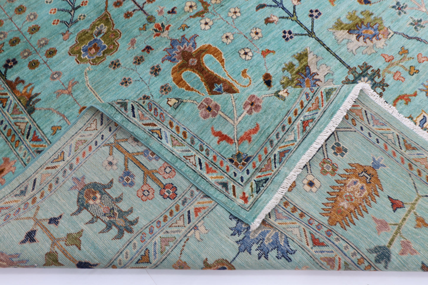 247 x 300 cm | Sultani Turquoise Afghan Handmade Carpet