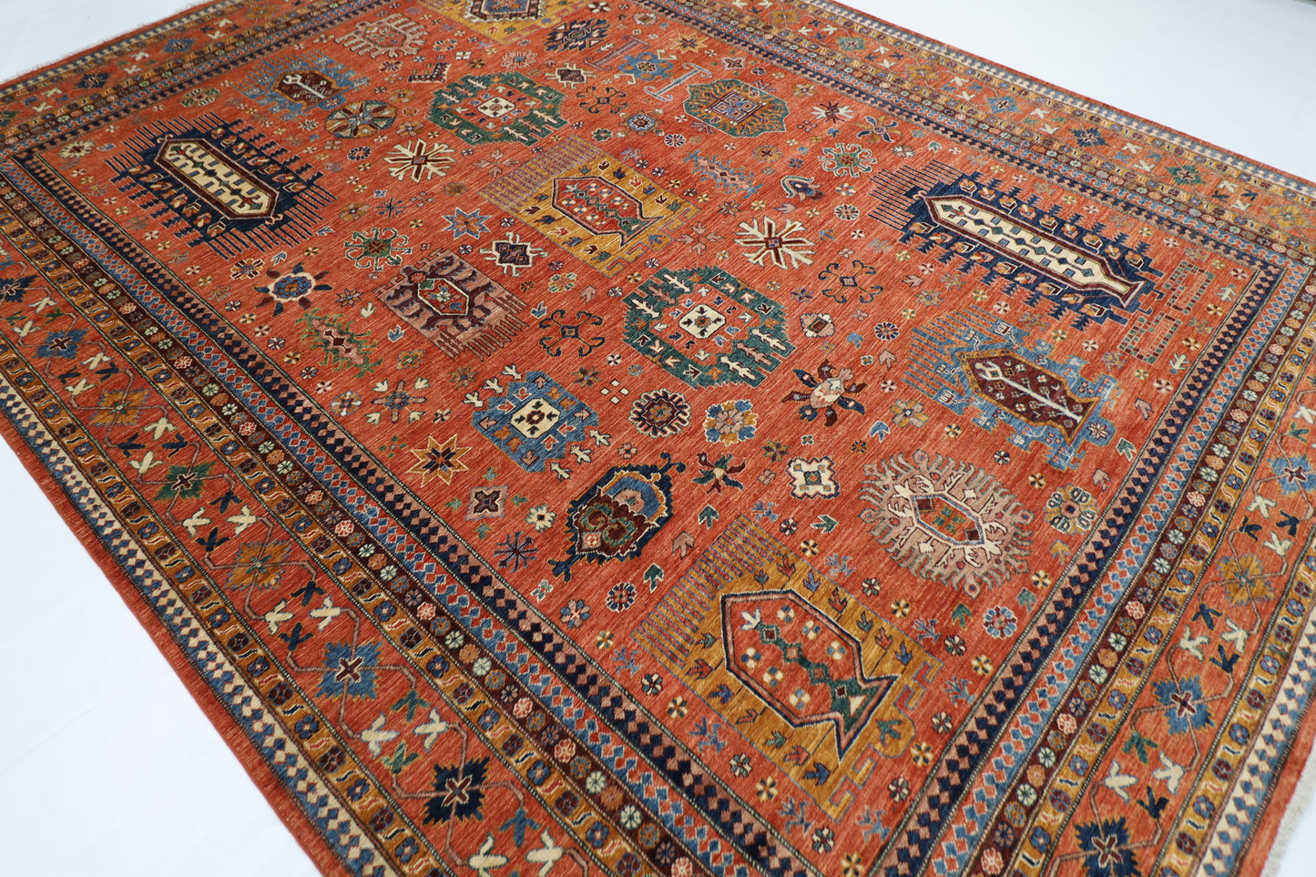 272 x 358 cm | Baluch Orange Afghan Handmade Carpet