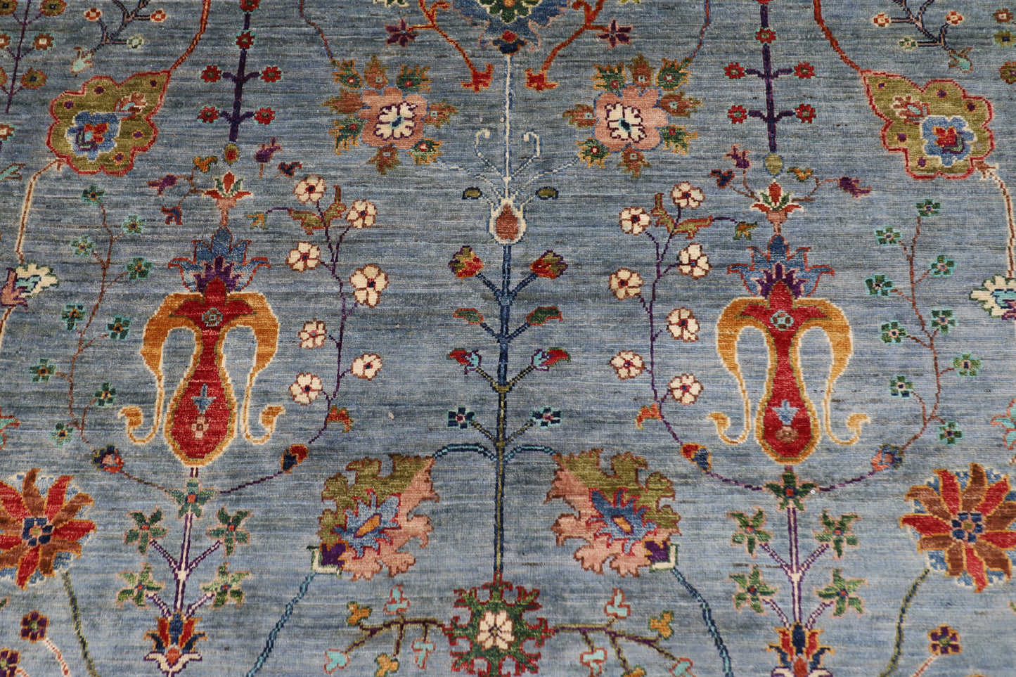 273 x 365 cm | Sultani Blueish Gray Afghan Hand Knotted Carpet