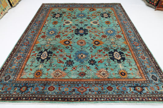 251 x 300 cm | Aryana Turquoise Afghan Hand Knotted Carpet