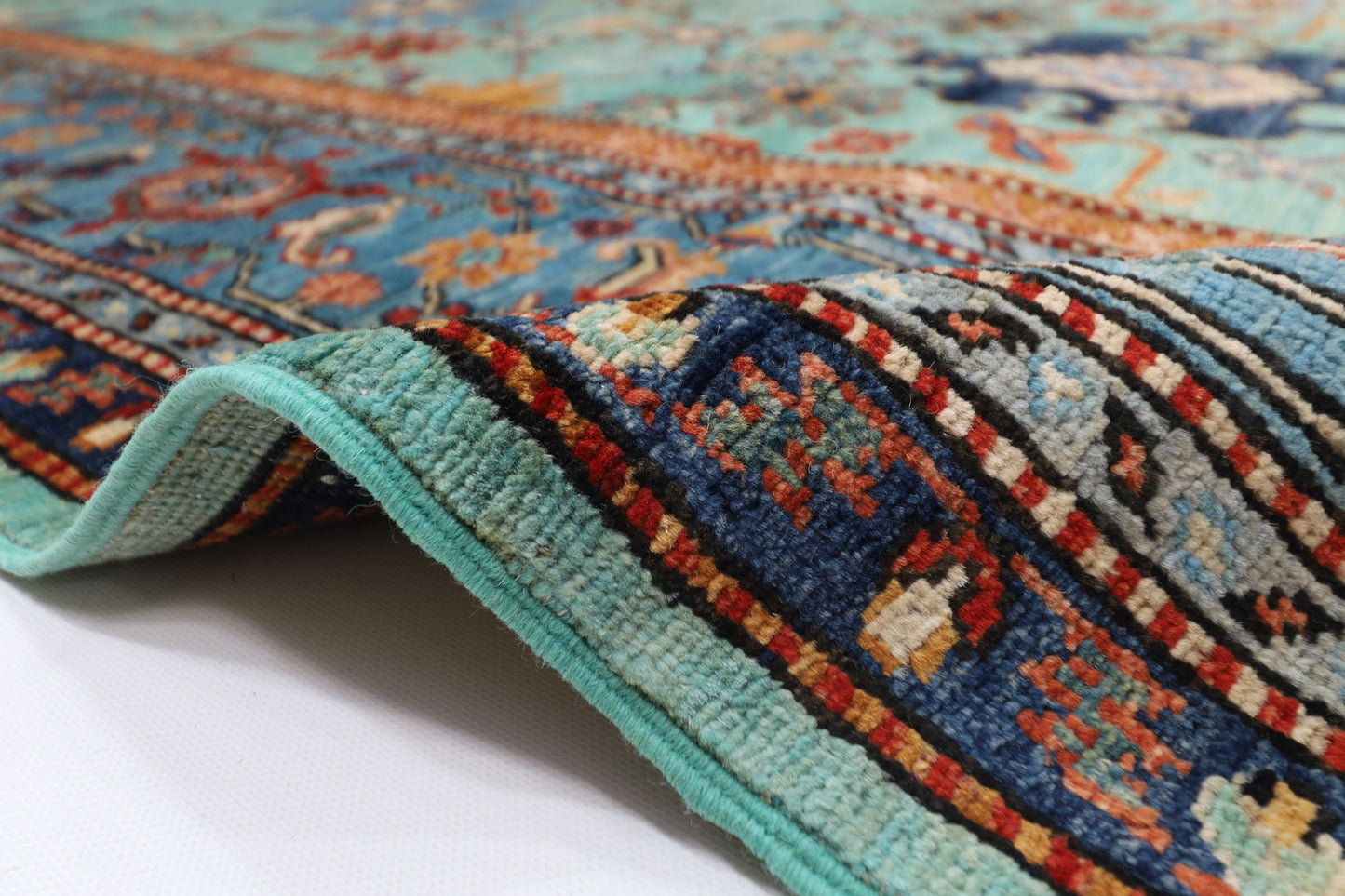251 x 300 cm | Aryana Turquoise Afghan Hand Knotted Carpet