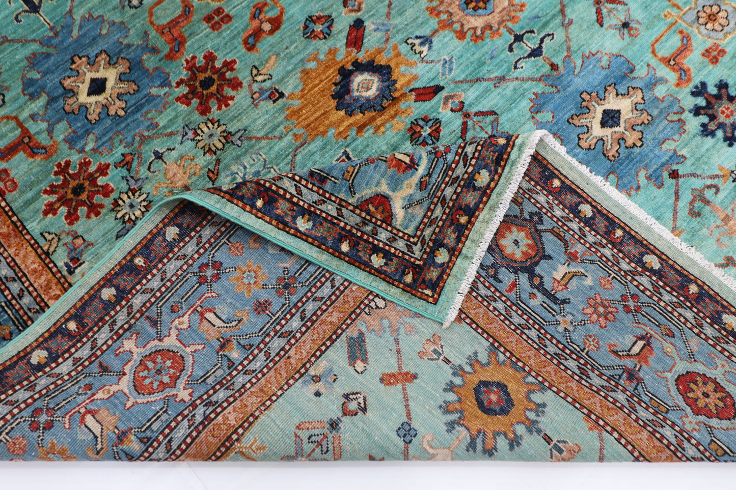 251 x 300 cm | Aryana Turquoise Afghan Hand Knotted Carpet
