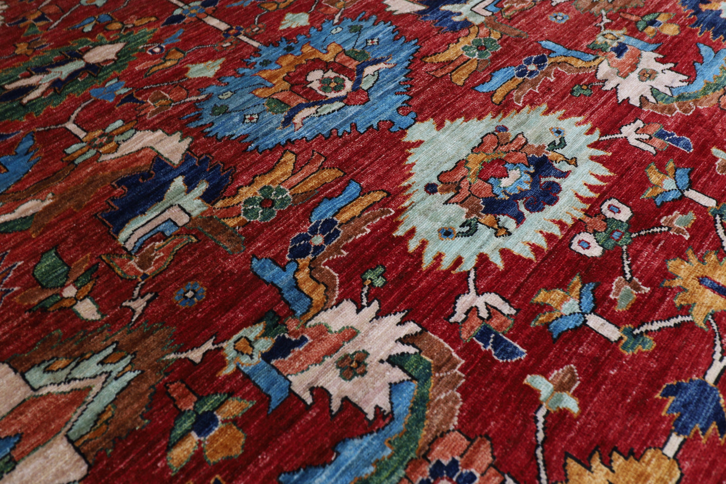 359 x 446 cm | Aryana Red Afghan Hand Knotted Carpet