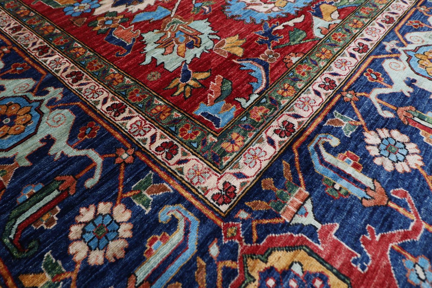 359 x 446 cm | Aryana Red Afghan Hand Knotted Carpet