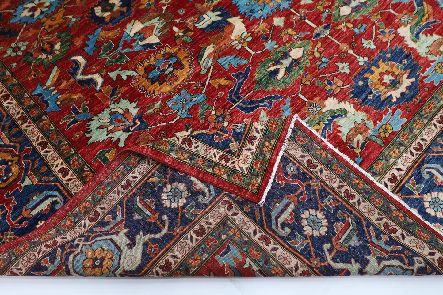359 x 446 cm | Aryana Red Afghan Hand Knotted Carpet