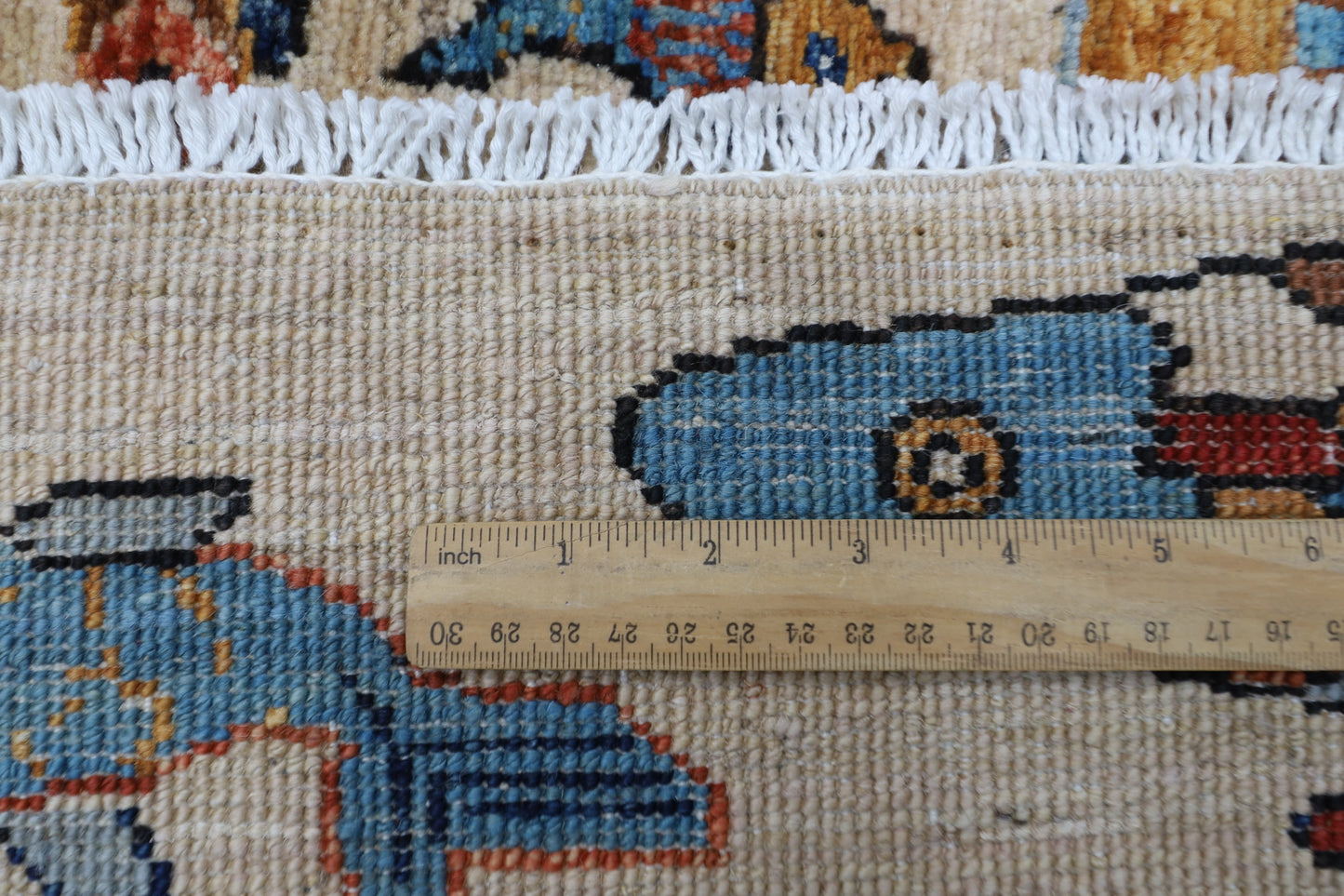 180 x 273 cm | Fish Party Beige Afghan Hand Knotted Carpet