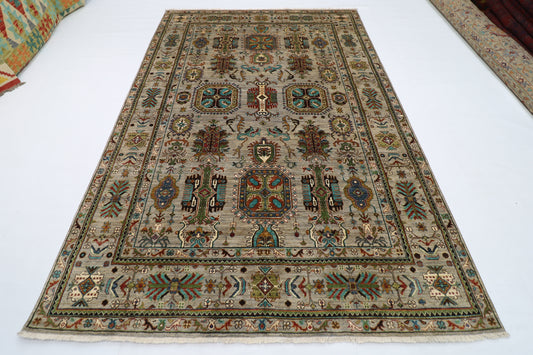 208 x 306 cm | Waziri Grey Afghan Hand Knotted Carpet