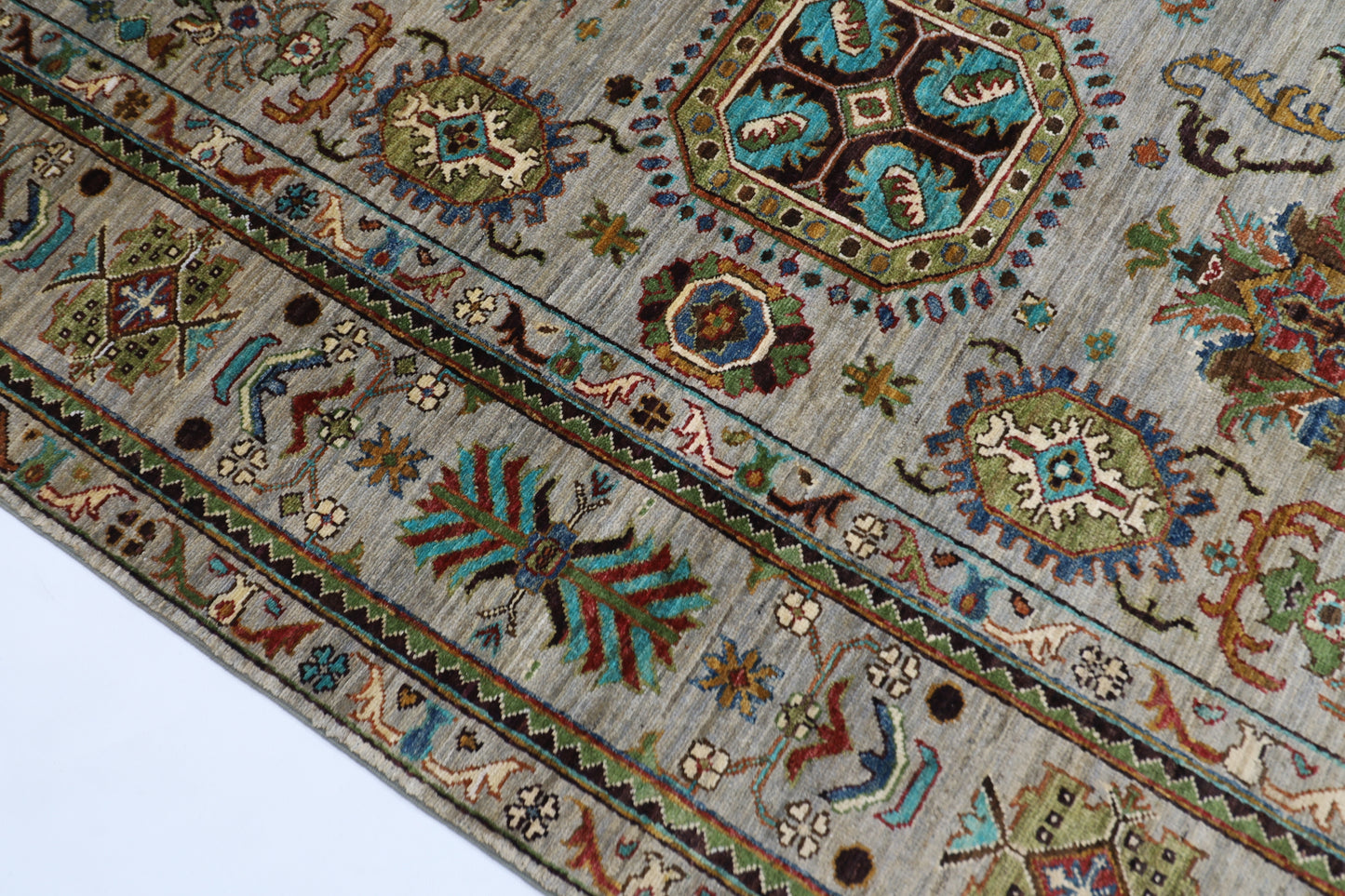 208 x 306 cm | Waziri Grey Afghan Hand Knotted Carpet