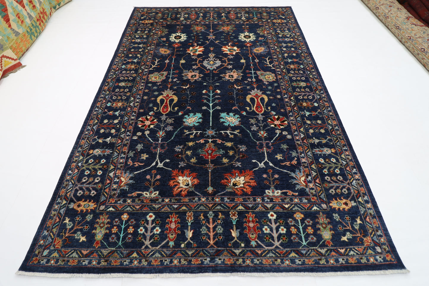 202 x 295 cm | Sultani Blue Afghan Hand Knotted Carpet