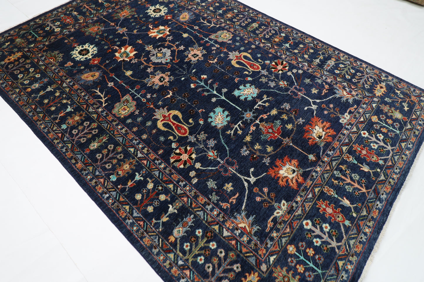 202 x 295 cm | Sultani Blue Afghan Hand Knotted Carpet