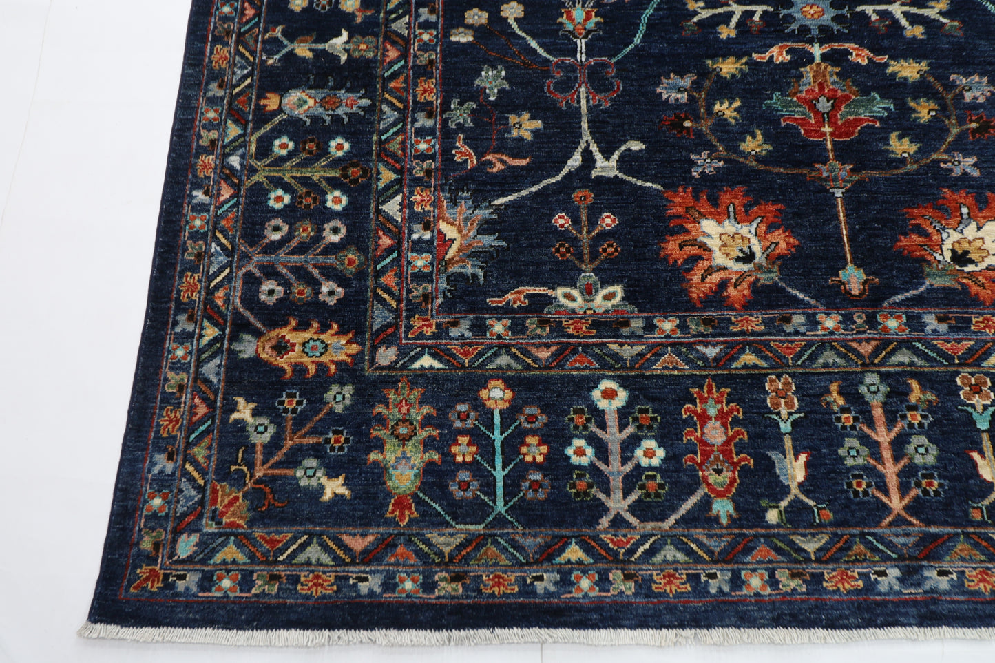 202 x 295 cm | Sultani Blue Afghan Hand Knotted Carpet