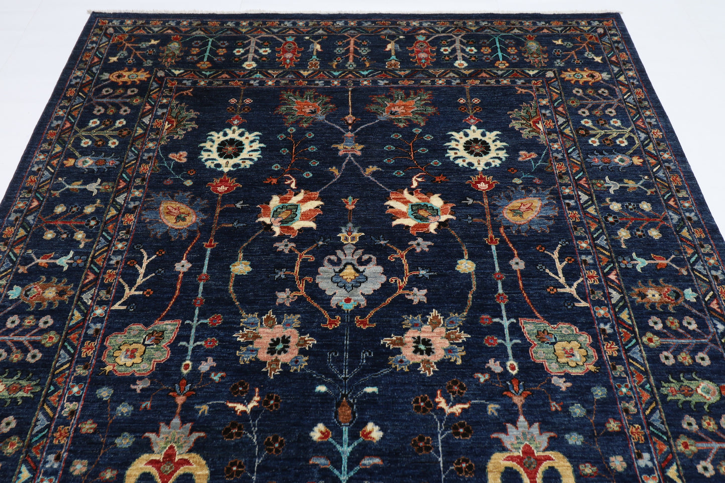 202 x 295 cm | Sultani Blue Afghan Hand Knotted Carpet