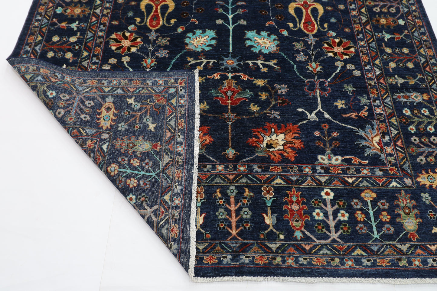 202 x 295 cm | Sultani Blue Afghan Hand Knotted Carpet