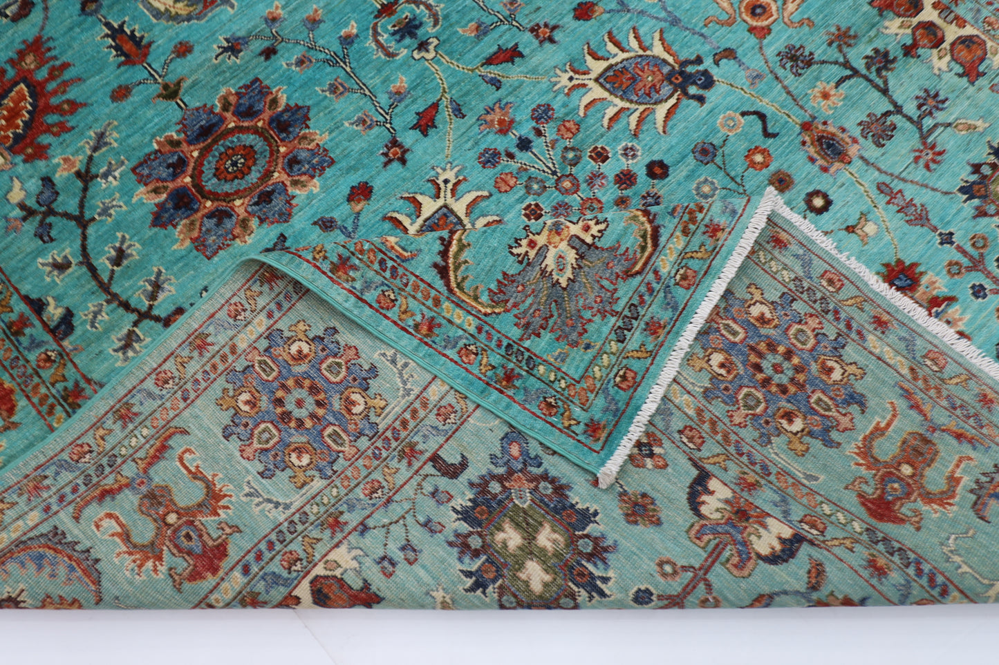 202 x 298 cm | Sultani Turquoise Afghan Hand Knotted Carpet