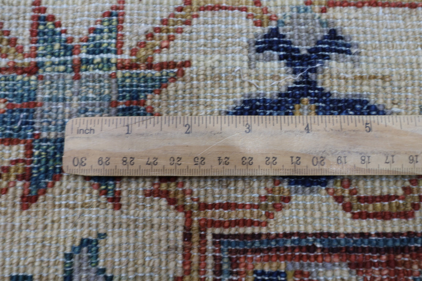 126 x 185 cm | Oriental Geometric Blue Area Rug Afghan Hand Knotted Veg Dye Wool carpet